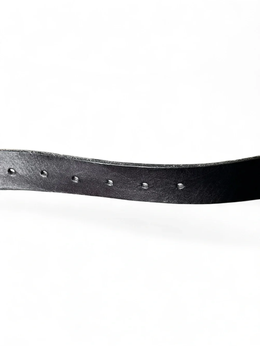 Vintage Lucky Brand Black Leather Belt Silver Oval Buckle 90s Boho Western M/L